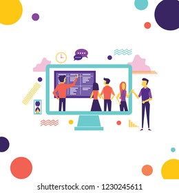 Concept to building successful business.  Flat design illustration concepts for business analysis and planning, financial strategy, consulting,project management and development.