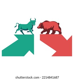 Concept Of Bull Run And Bear Run Market Vector Illustration