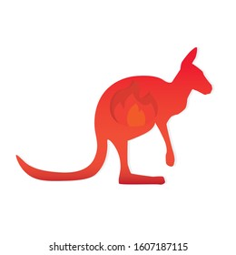 concept of burning Australia, kangaroo on fire- vector illustration