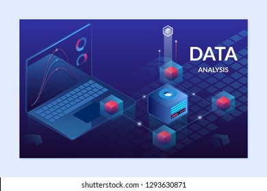 Concept business analytics of data financial graphs or diagrams, landing page template.