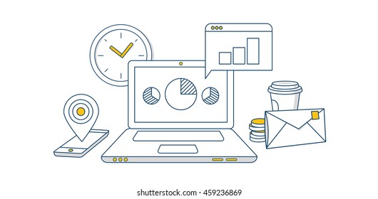 concept business analytics outline art vector
