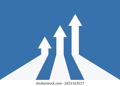 The concept of a business arrow heading towards success, a business growth chart arrow. Strategies targeting success, increasing profits, and financial growth.