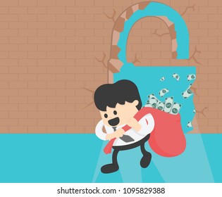 Concept business  back of the wall of success.successful businessman