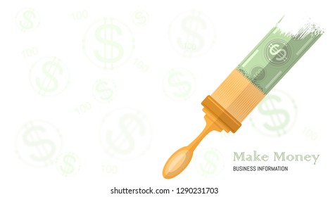 Concept business background with banknotes draw by brush