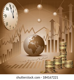 Concept of business. Background with business charts. Vector illustration