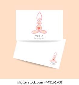  Concept business card design. Idea for Yoga studio and classes for pregnant women.  Vector graphic illustration.