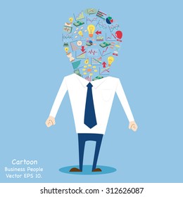 Concept of Business cartoon have an idea with Creative light bulb idea concept, Vector Illustration EPS 10.