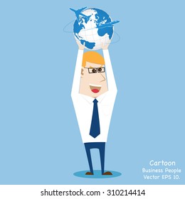 Concept with Business cartoon people working with Airplane for Transportation, Vector Illustration EPS 10.