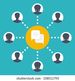 Concept of business communication. Flat style vector illustration