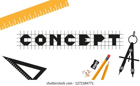 Concept Business Design With Graphic Designer Tools - Vector Illustration - Isolated On White Background
