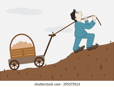 Concept business, Do not put all your eggs in one basket, Vector illustration