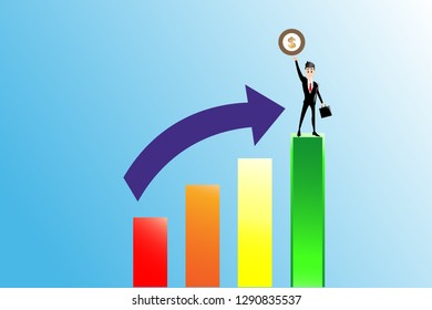 The concept of business financial success Businessmen try success illustrations