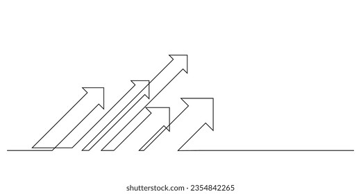 concept of business goal and growth.arrows in up slant direction one line drawing vector illustration.