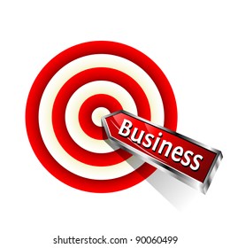 Concept business icon.  Red dart hitting a target. Vector sign.