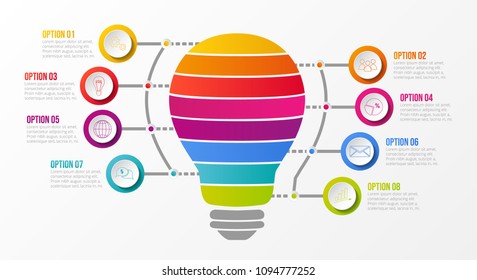 Concept of business idea infographic - template with colourful icons. Vector.