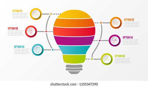 Concept of business idea infographic - template with colourful icons. Vector.