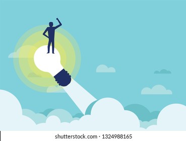 Concept of business idea, lifting up, success, breakthrough, vector, illustration