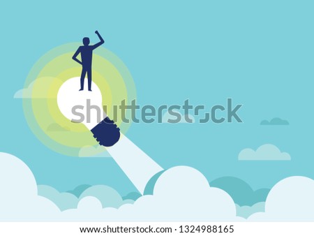 Concept of business idea, lifting up, success, breakthrough, vector, illustration