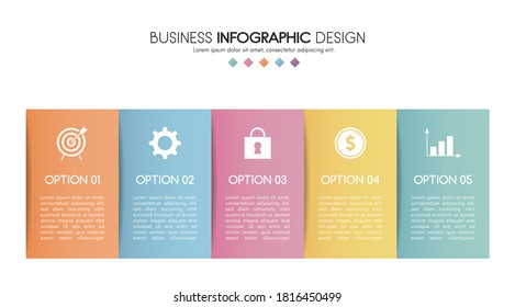 Concept of a business infographic with 5 options. Vector
