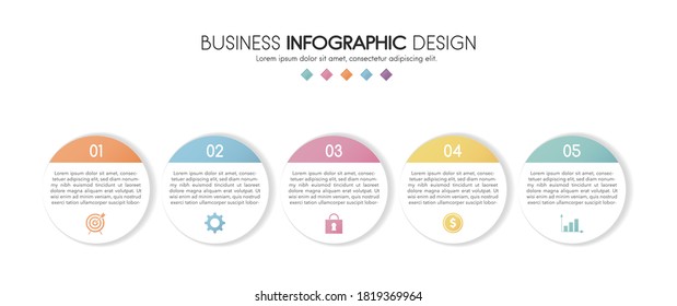 Concept of a business infographic with 5 options. Vector