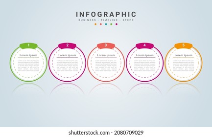 Concept business infographic model with 5 successive steps. Six colorful graphic elements. Timeline design for brochure, presentation. Infographic design layout