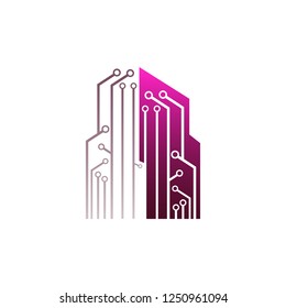 concept business logo template vector illustration. Future technology creative sign. Digital cryptocurrency icon