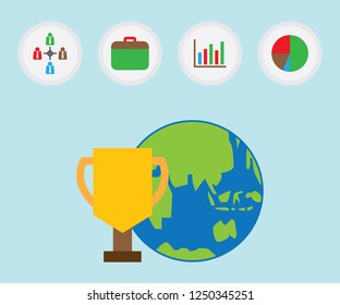 Concept business marketing and data presentation businessman worker success in the world