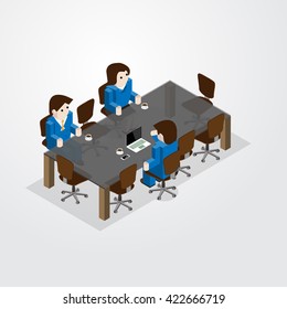 Concept of business meeting / exchange ideas and experience / coworking people / collaboration and discussion / vector illustration