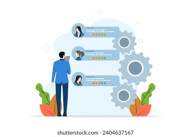 Concept of business people looking for human resources. Human resource management, employee recruitment. carry out employee candidate selection, position selection, curriculum vitae. vector.