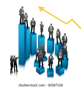 Concept of business people on the graph