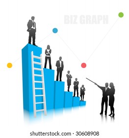 Concept of business people on the graph