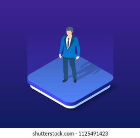 Concept business person isometric projection of ultraviolet