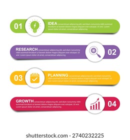 Concept of business plan with 4 steps. business process template. infographic design template. flow chart, info graph. vector illustration