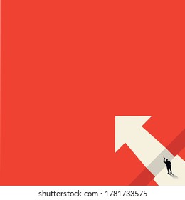 the concept of business. Pointing arrow. Place to record. The style of minimalism. Symbol of career growth. The style of minimalism. Vector illustration.