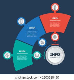 Konzept der Business-Präsentation mit 3 Schritten. Infografik von Technologie oder Bildungsprozess mit 3 Optionen. Vorlage einer Verkaufspipeline oder -diagramm. Jahresbericht.
