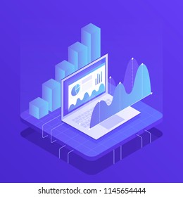 Concept business strategy. Analysis data and Investment. Business success. Modern Vector illustration in Isometric style.