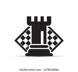 Concept of Business Strategy With Chess Figures On A Chess Board Modern Vector Illustration. Black Chess Figures Pieces Illustration.