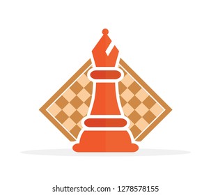 Concept of Business Strategy With Chess Figures On A Chess Board Modern Vector Illustration. Black Chess Figures Pieces Illustration.