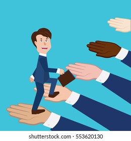 concept of business support, collaboration, team building. vector illustration.