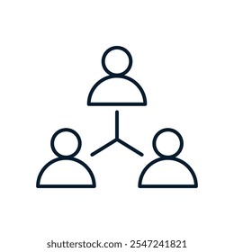 Concept of business team, manager. Vector linear icon isolated on white background.