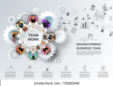 Concept for business teamwork. solution and innovation analysis and consulting, project management, financial report and strategy team . vector illustration.