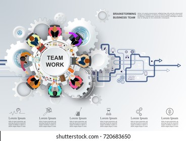 Concept for business teamwork. solution and innovation analysis and consulting, project management, financial report and strategy team . vector illustration.