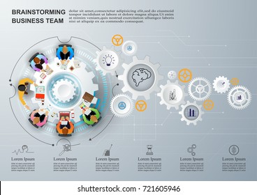 Concept for business teamwork. solution and innovation analysis and consulting, project management, financial report and strategy team . vector illustration.