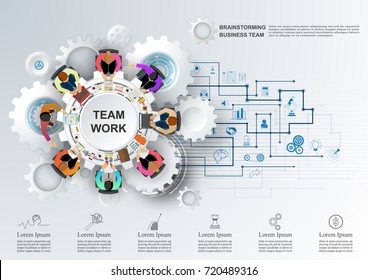 Concept for business teamwork.solution and innovation analysis and consulting, project management, financial report and strategy team . vector illustration.