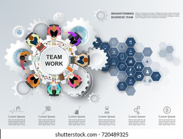 Concept for business teamwork.solution and innovation analysis and consulting, project management, financial report and strategy team . vector illustration.