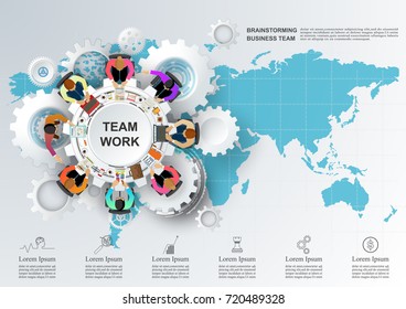 Concept for business teamwork.solution and innovation analysis and consulting, project management, financial report and strategy team . vector illustration.