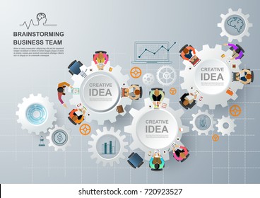 Concept for business teamwork.solution and innovation analysis and consulting, project management, financial report and strategy team . vector illustration.