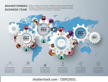 Concept for business teamwork.solution and innovation analysis and consulting, project management, financial report and strategy team . vector illustration.
