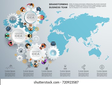 Concept for business teamwork.solution and innovation analysis and consulting, project management, financial report and strategy team . vector illustration.