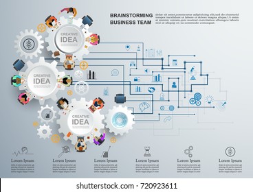 Concept for business teamwork.solution and innovation analysis and consulting, project management, financial report and strategy team . vector illustration.